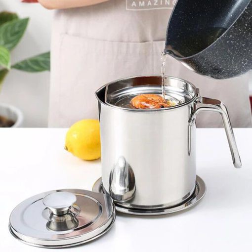 Ca lọc dầu ăn có lưới lọc cặn bằng INOX 304 không gỉ cao cấp
