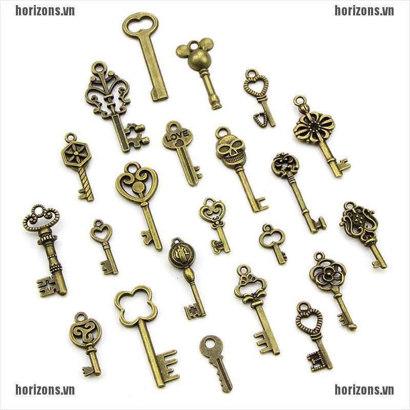 Bộ 50 chìa khóa màu đồng kiểu dáng đa dạng phong cách vintage tự làm