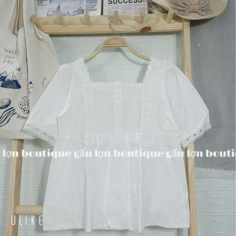 áo babydoll cổ vuông cúc ngực tiểu thư ảnh thật