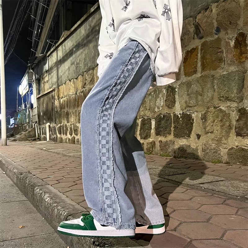 Quần jeans dài ống rộng phong cách Âu Mỹ thời trang cho nam