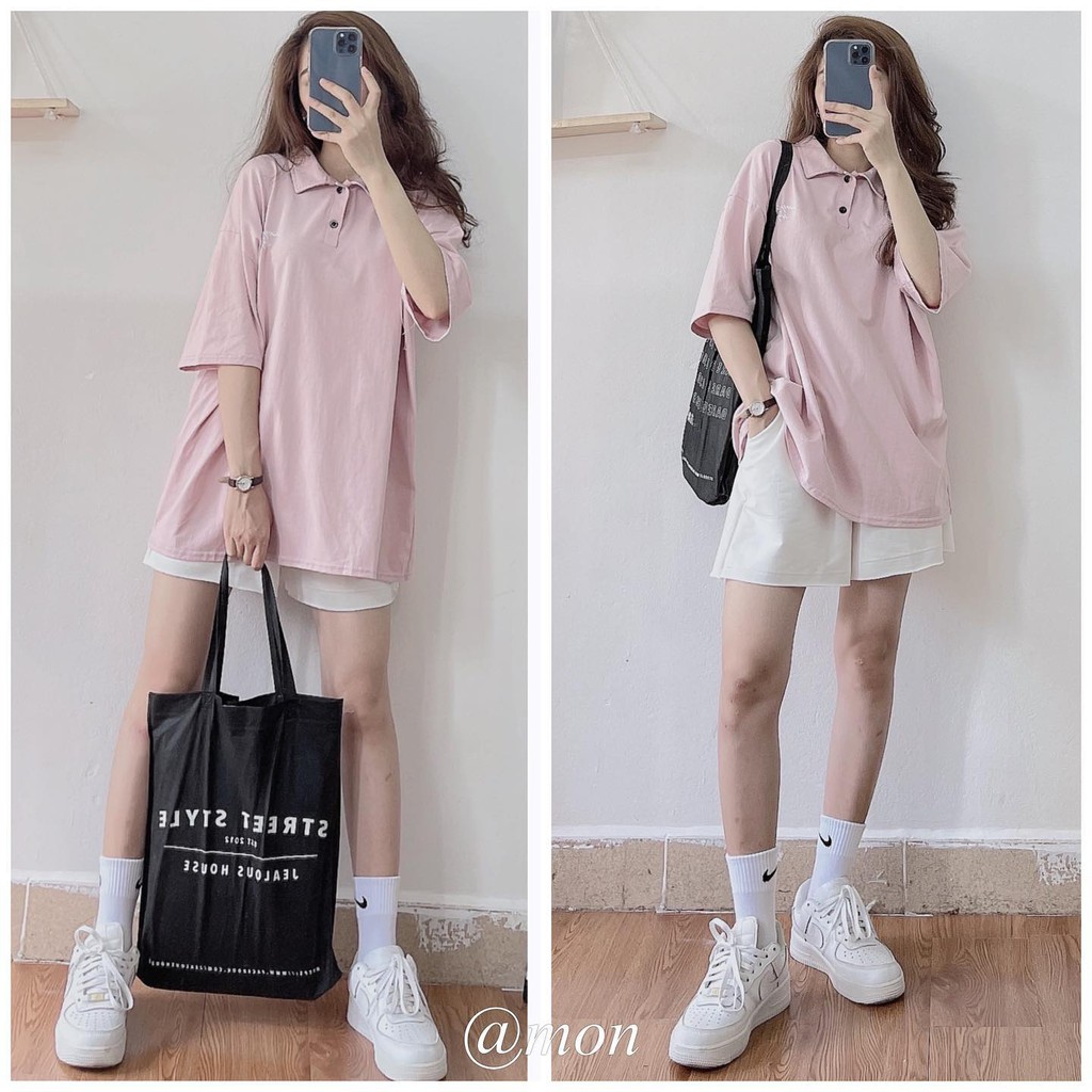 2101575 Áo polo nữ Simple - áo polo ulzzang chất cotton mềm mát nhiều màu freesize