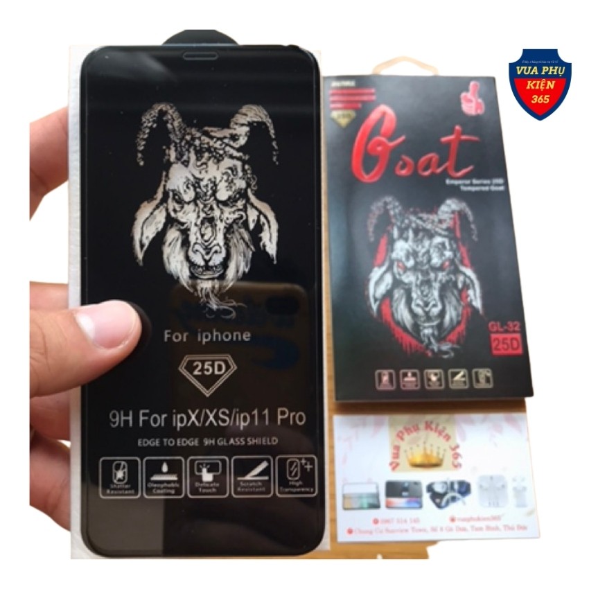 Cường Lực iPhone GOAT KHÔNG VIỀN 25D, Kính Cường Lực iPhone 6s/6sPlus/7/7Plus/8/8Plus/X/Xr/Xs/XsMax/11/11Pro/11ProMax