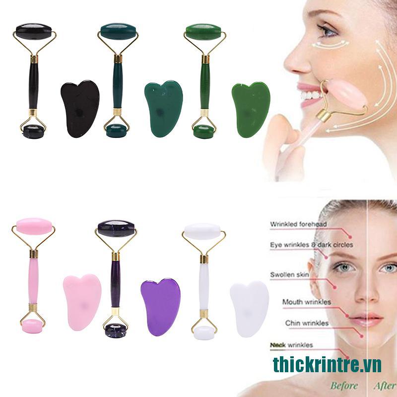 (Mới) Cây Lăn Mát Xa Mặt Gua Sha Loại Bỏ Nếp Nhăn Làm Thon Gọn Mặt