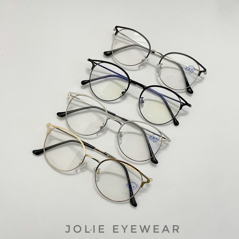 Kính mắt mèo nữ kim loại thanh mảnh 90025 Jolie eyewear chống ánh sáng xanh, UV400