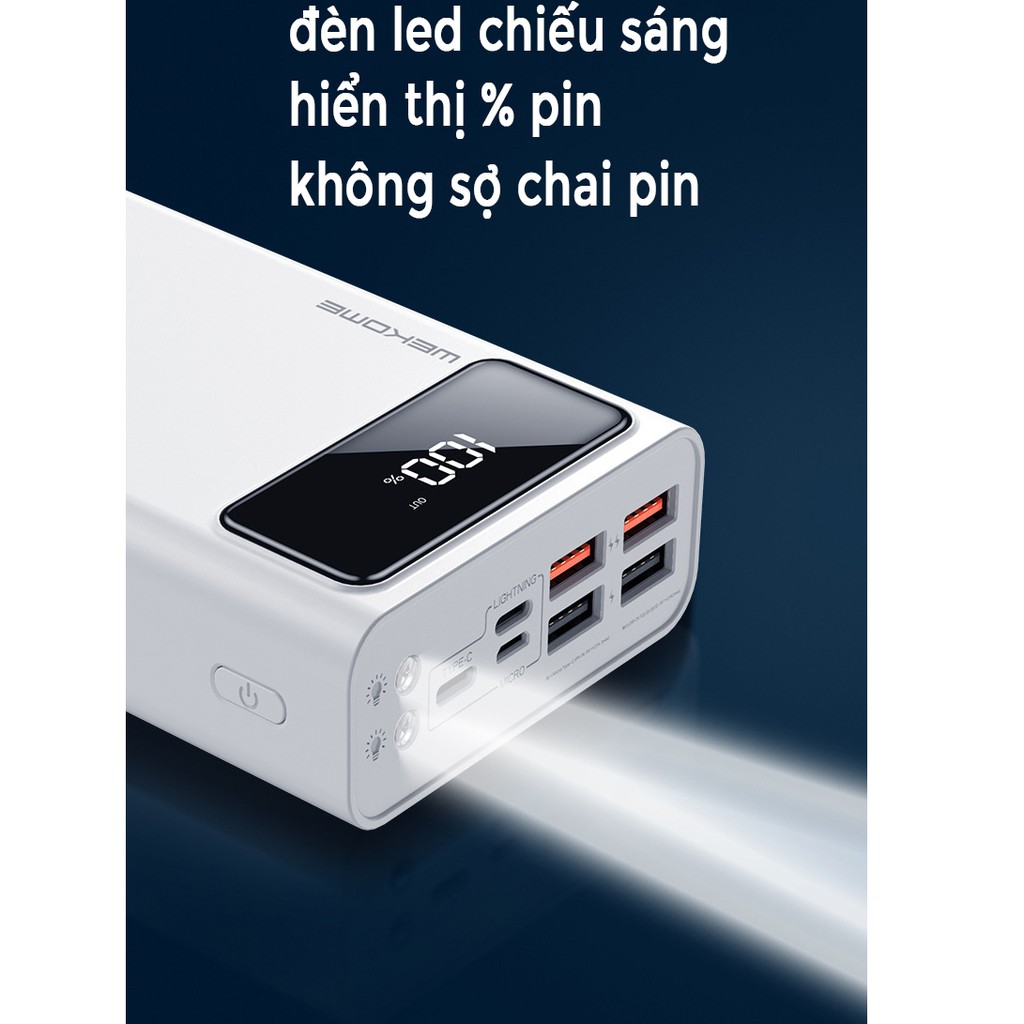 Pin sạc dự phòng 30000mah WK 175, đèn led hiển thị pin, 4 cổng USB đa năng, hàng chính hãng - Việt Linh Store