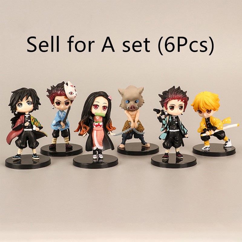 Set 6 Mô Hình Nhân Vật Phim Demon Slayer 7cm