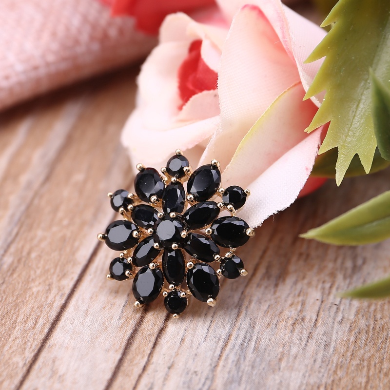 5 Nút Áo Hình Hoa Đính Đá Đen 21mm DIY