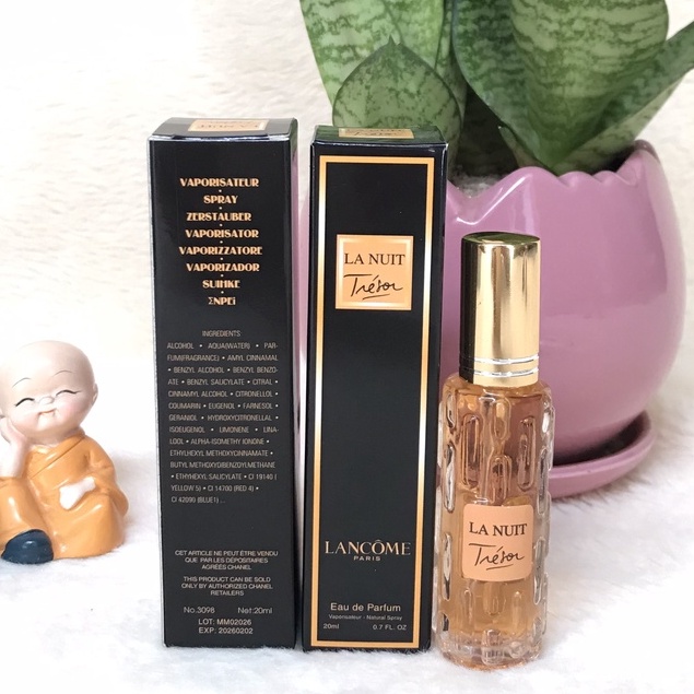 Nước hoa mini Lan_com La Nuit Tresor nữ chai 20ml dạng xịt- mẫu 4d- Mùi cuốn hút- Nuochoamini20ml