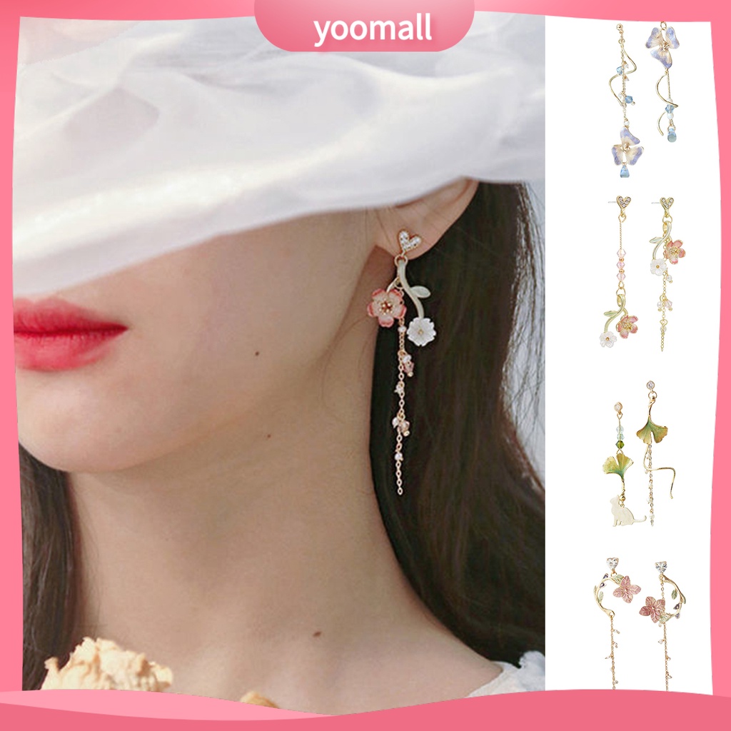 Bông tai tua rua hình học nhiều màu sắc nhỏ gọn phong cách cổ điển