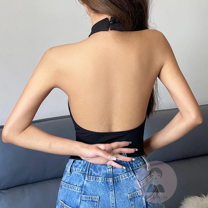 DRE-Women´s Sleeveless Halter Neck Bodysuit, Solid Color Backless Tight-Fitting Triangular Jumpsuit | BigBuy360 - bigbuy360.vn