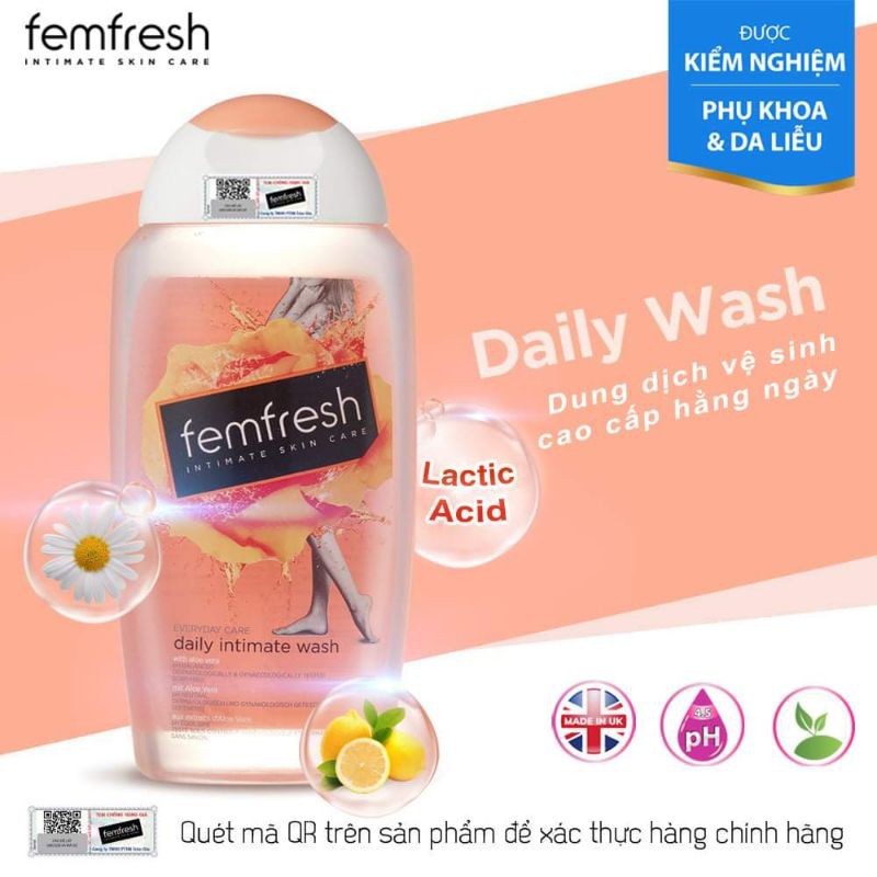 [Mã TRANG48 GIẢM 48K] Dung dịch vệ sinh phụ nữ Femfresh UK 250ml