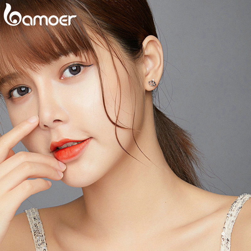 Đôi Khuyên Tai Bamoer Bằng Bạc S925 Hình Vương Miện Cho Nữ