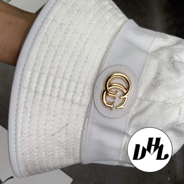 Mũ Bucket Viền Da Dây Gắn Logo GC vàng Thời Trang Unisex Nam Nữ