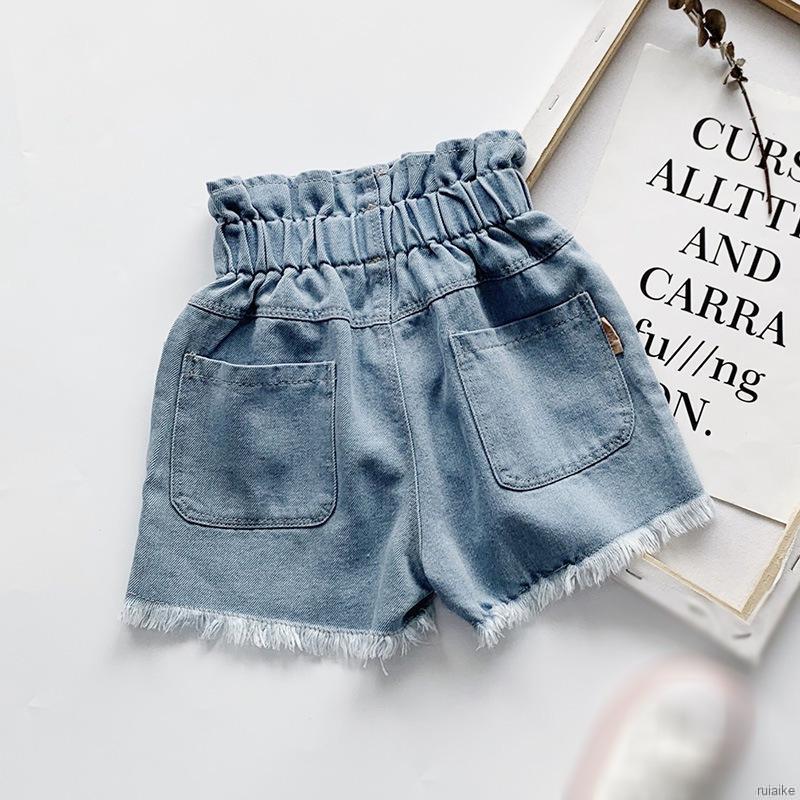 Quần Short Jean Lưng Cao Kiểu Hàn Quốc Dễ Thương Cho Bé