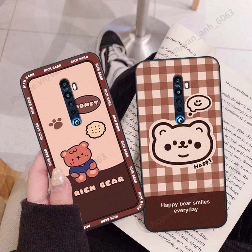Ốp lưng Oppo Reno 2f / Reno2 F in hình hoa, gấu rich bear nghệ thuật, thời trang