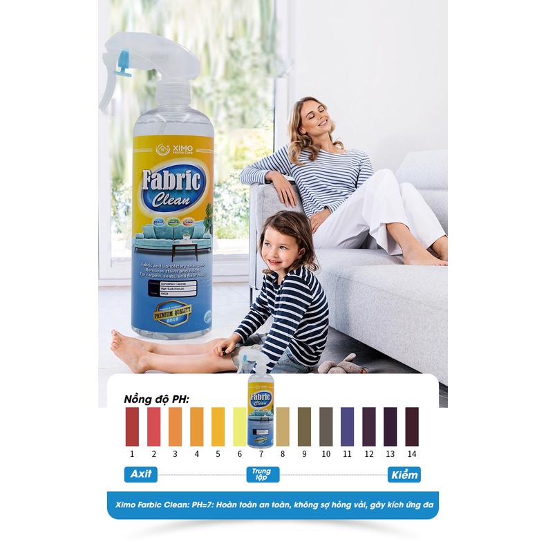 Combo 2 Chai vệ sinh đồ vải nỉ Farbic Clean Ximo Home cho ghế sofa, thảm trải, ga giường, rèm, nội thất ô tô