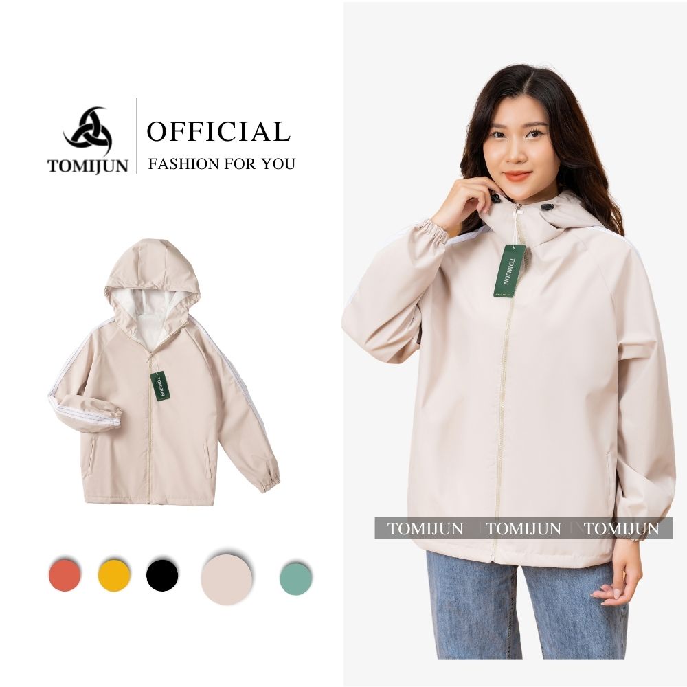Áo khoác gió nữ 2 lớp TOMIJUN khoác dù tráng bạc chống nước, thoáng khí, màu sắc đa dạng