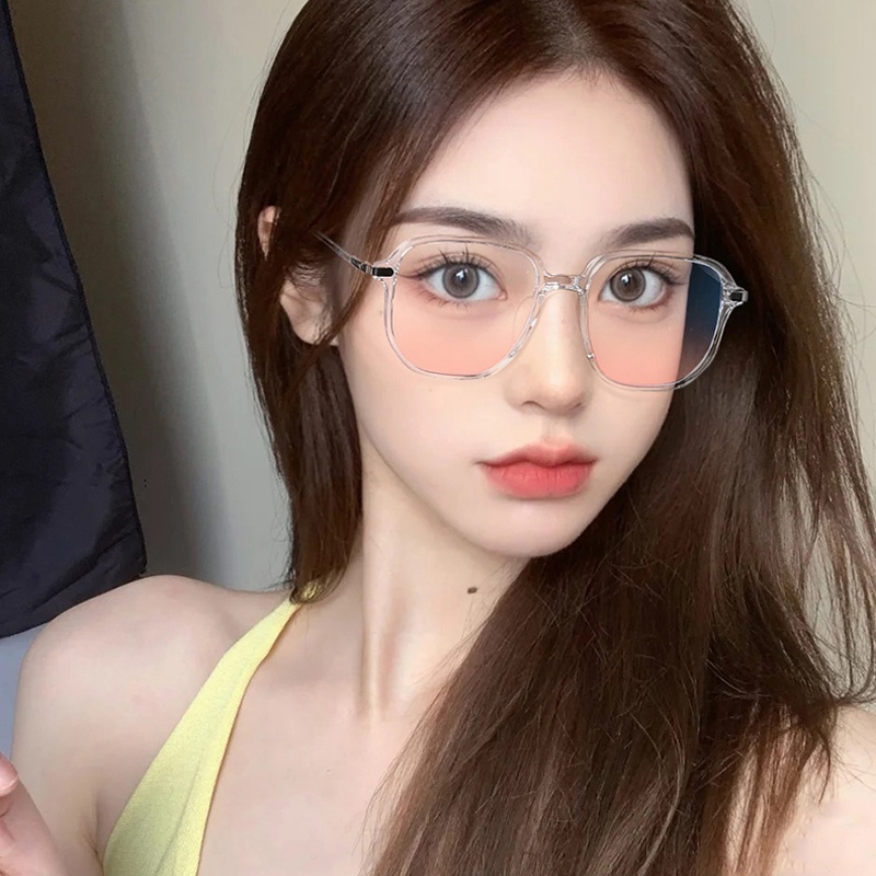 Kính Mát Gọng Vuông Trong Suốt Chống Tia UV Thời Trang Cho Nữ