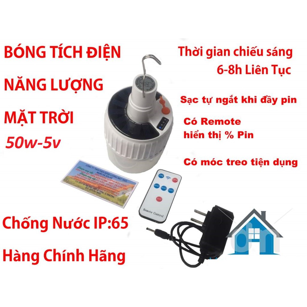 Đèn led buld Năng Lượng Mặt Trời 50w- Có Remote Điều Khiển