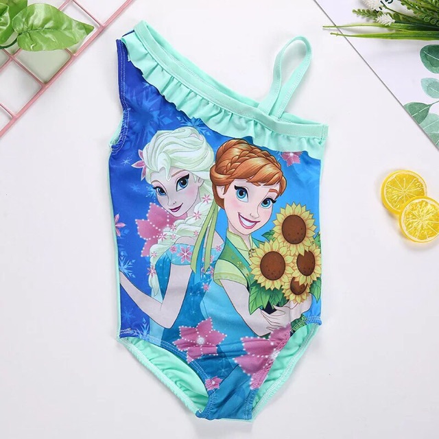 Bộ đồ bơi lệch vai heo Peppa công chúa Elsa nàng tiên cá freesize dưới 16kg _mehaken