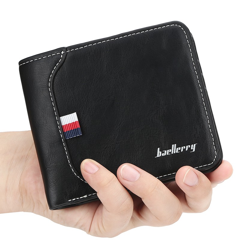 Baellerry D1308 Fashion Short Men Wallet Credit Card Holder Stylish Business Leather Clutch Coins Purse