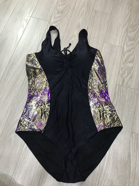 Monokini đen viền tím big size 75-85kg | BigBuy360 - bigbuy360.vn