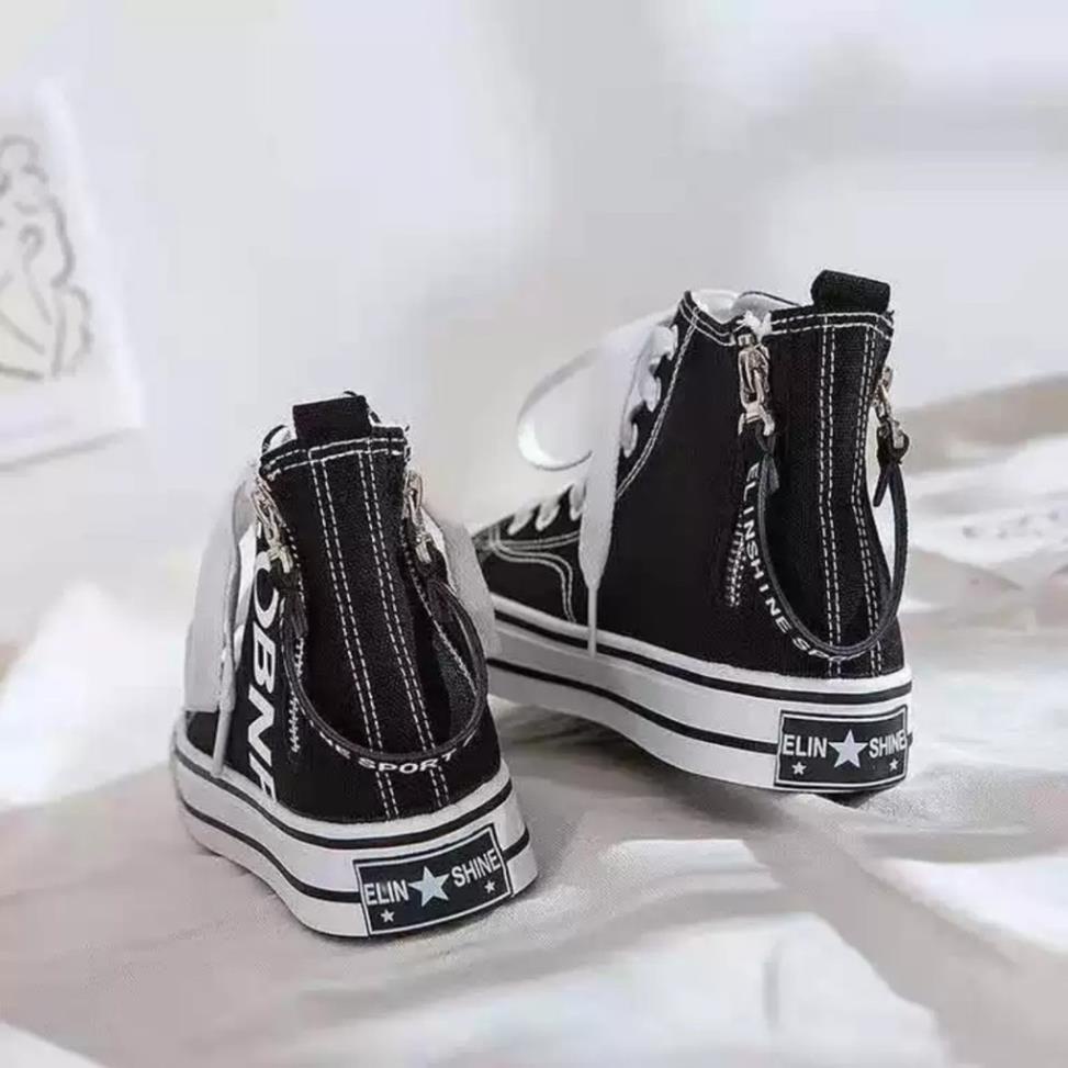 Giày vải cổ cao có dây kéo bên hông nữ Phong cách Hàn Quốc Ulzzang siêu đẹp ❤️ .