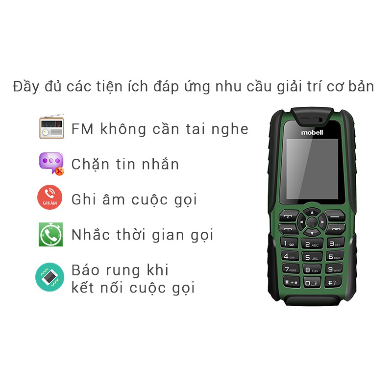 Điện thoại   Mobell Rock - kiểu dáng hầm hố, pin khỏe