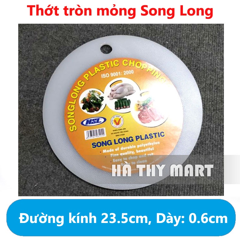 Thớt nhựa trắng Song Long nhiều size (hình tròn - chữ nhật)