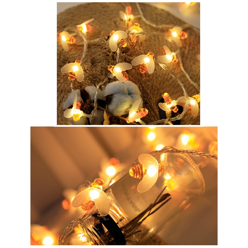 Dây Đèn Led Trang Trí Hình Con Ong Dễ Thương 3M 20 Bóng )