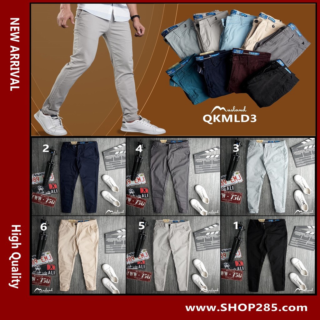 CHẤT LƯỢNG TUYỆT ĐỐI - QKMLD3 - Quần kaki nam MUSLAND slimfit co giãn , quần kaki chinos này thì đẹp tuyệt vời ae ạ !