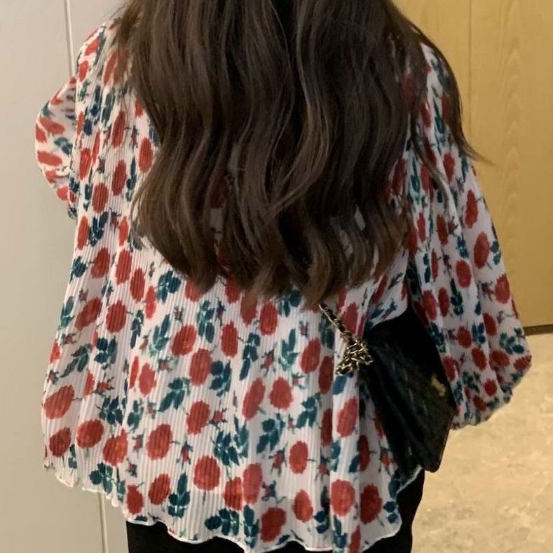 Áo Sơ Mi chiffon Dáng Rộng In Họa Tiết Hoa Phong Cách Hàn Quốc Thời Trang