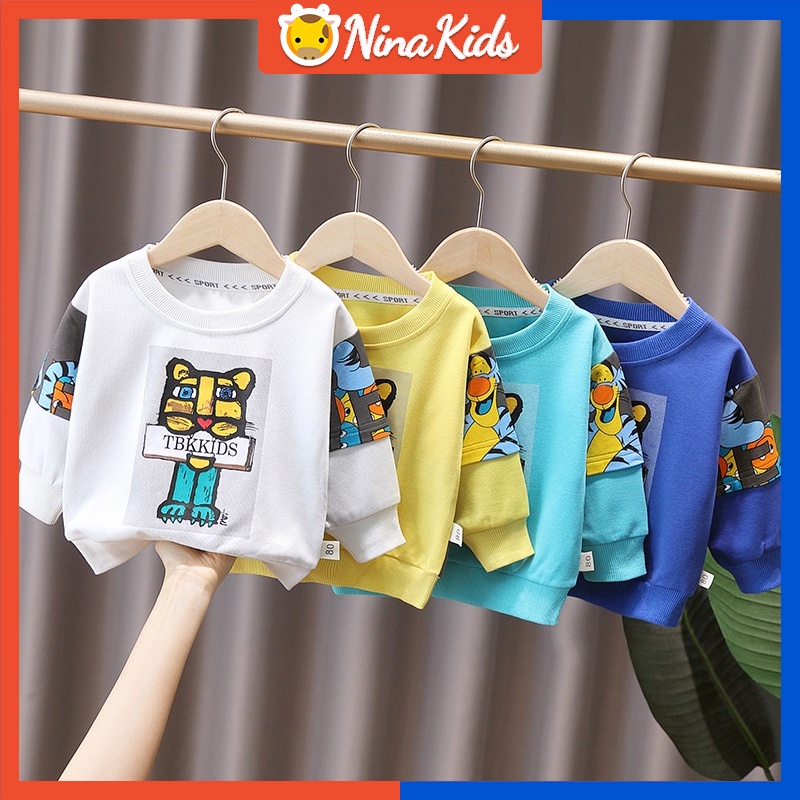 Áo thun BABEPROUD vải cotton tay dài thời trang Hàn Quốc dành cho trẻ em 1-5 tuổi