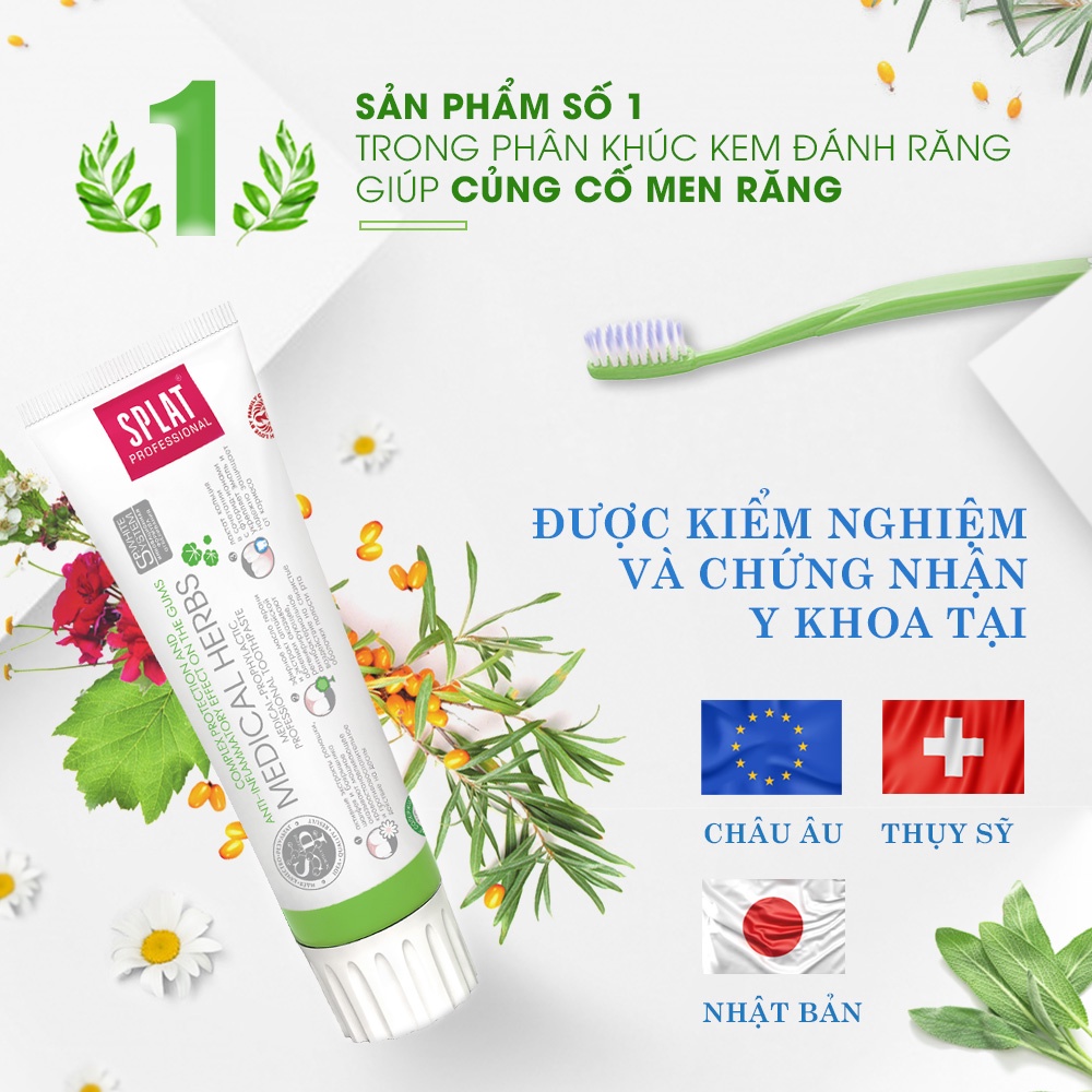 Kem Đánh Răng Giảm Viêm Nướu Chảy Máu Chân Răng Và Bệnh Nha Chu SPLAT Medical Herbs Chống Sâu Răng Và Ngăn Ngừa Hôi Miện