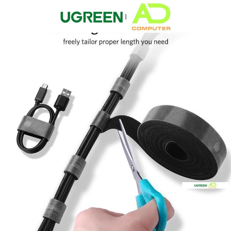 Dây dán Velcro tiện dụng màu xám UGREEN LP124 - Hàng phân phối chính hãng - Bảo hành 18 tháng