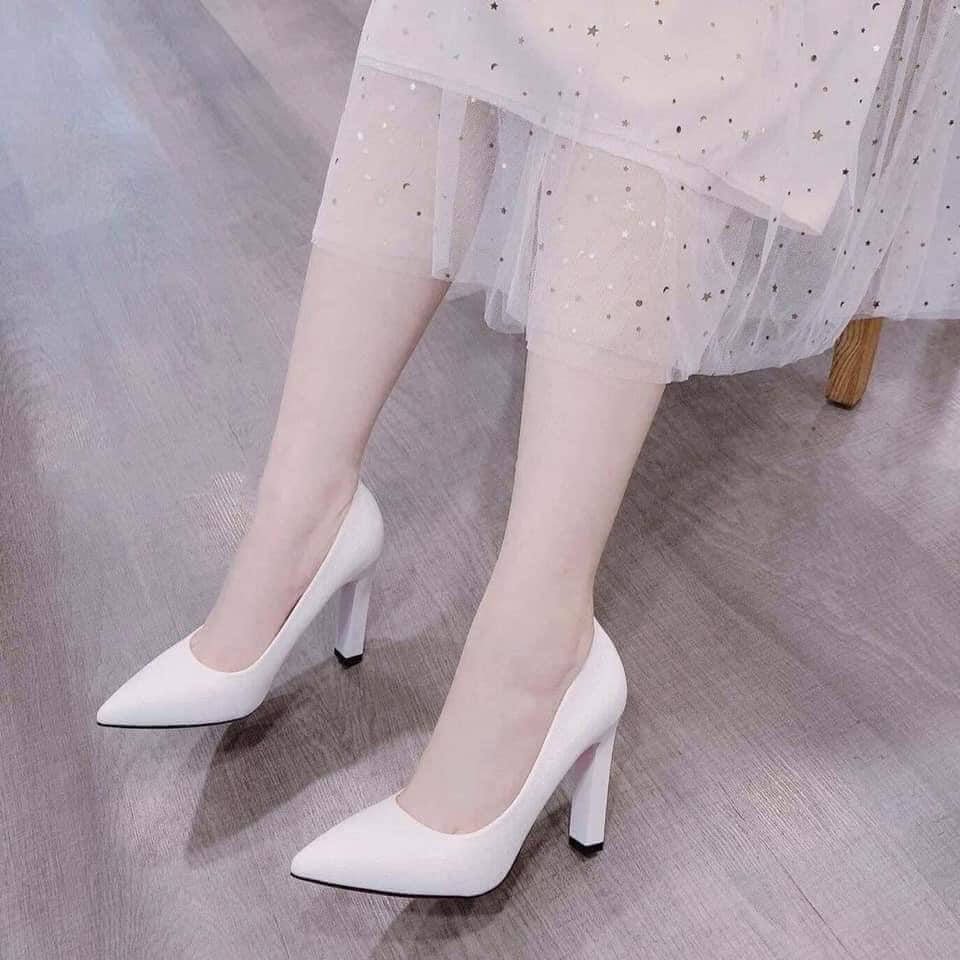 Giày Cao Gót Mũi Trơn Da Bóng Cao 8 phân - [ LC329 ]