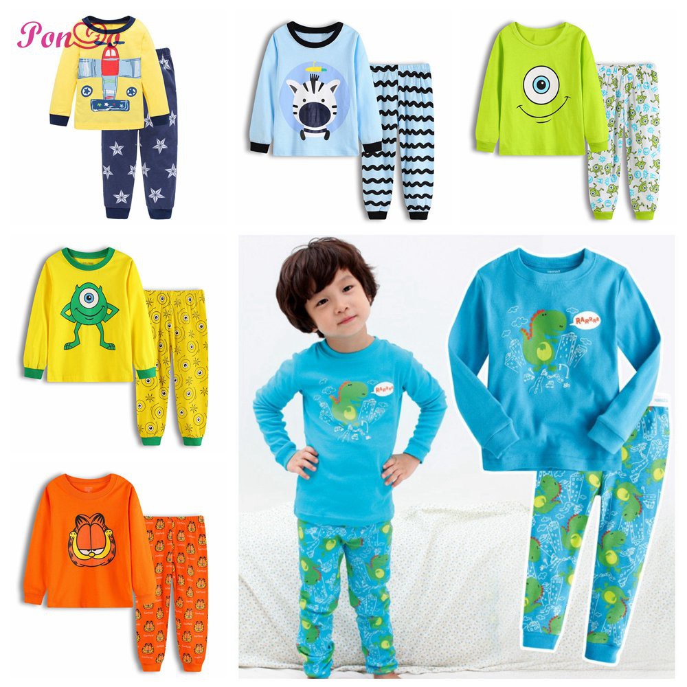 Bộ Đồ Ngủ Pijama Dài Tay In Hình Khủng Long Dễ Thương Cho Bé Trai (2-7 Tuổi)