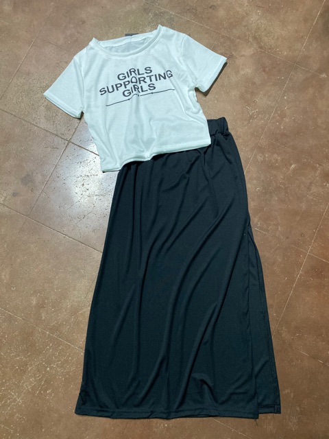 Sét áo crt + chân váy xẻ DG876