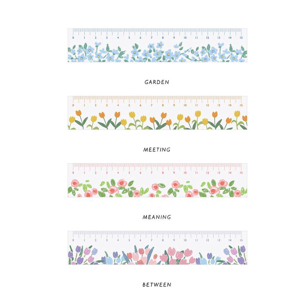 PISTA Thước Kẻ Trong Suốt Họa Tiết Hoa Tinh Tế Sáng Tạo Cho Học Sinh / Văn Phòng