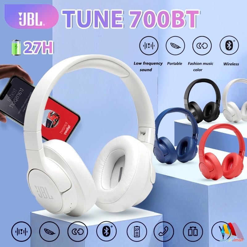 Set tai nghe không dây bluetooth JBL TUNE700BT dạng che lỗ tai tiện lợi khi chơi thể thao