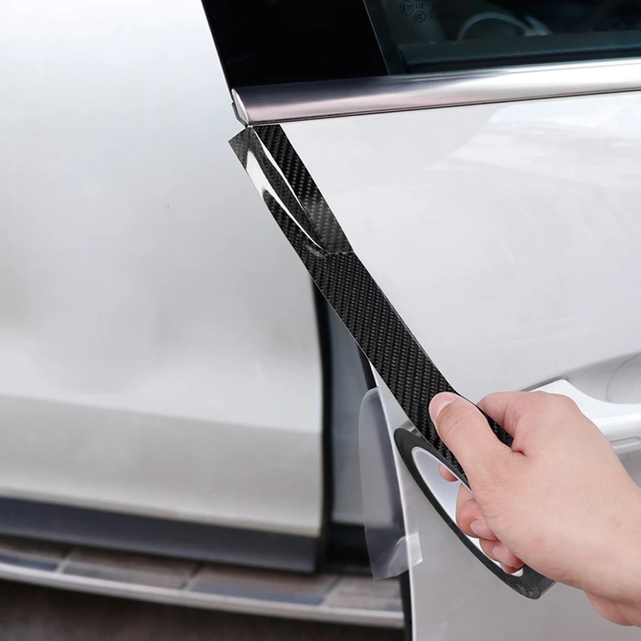 1 Cuộn Miếng Dán Bảo Vệ Viền Cửa Xe Hơi Chống Trầy Chống Thấm Nước Họa Tiết Sợi Carbon 4D DIY