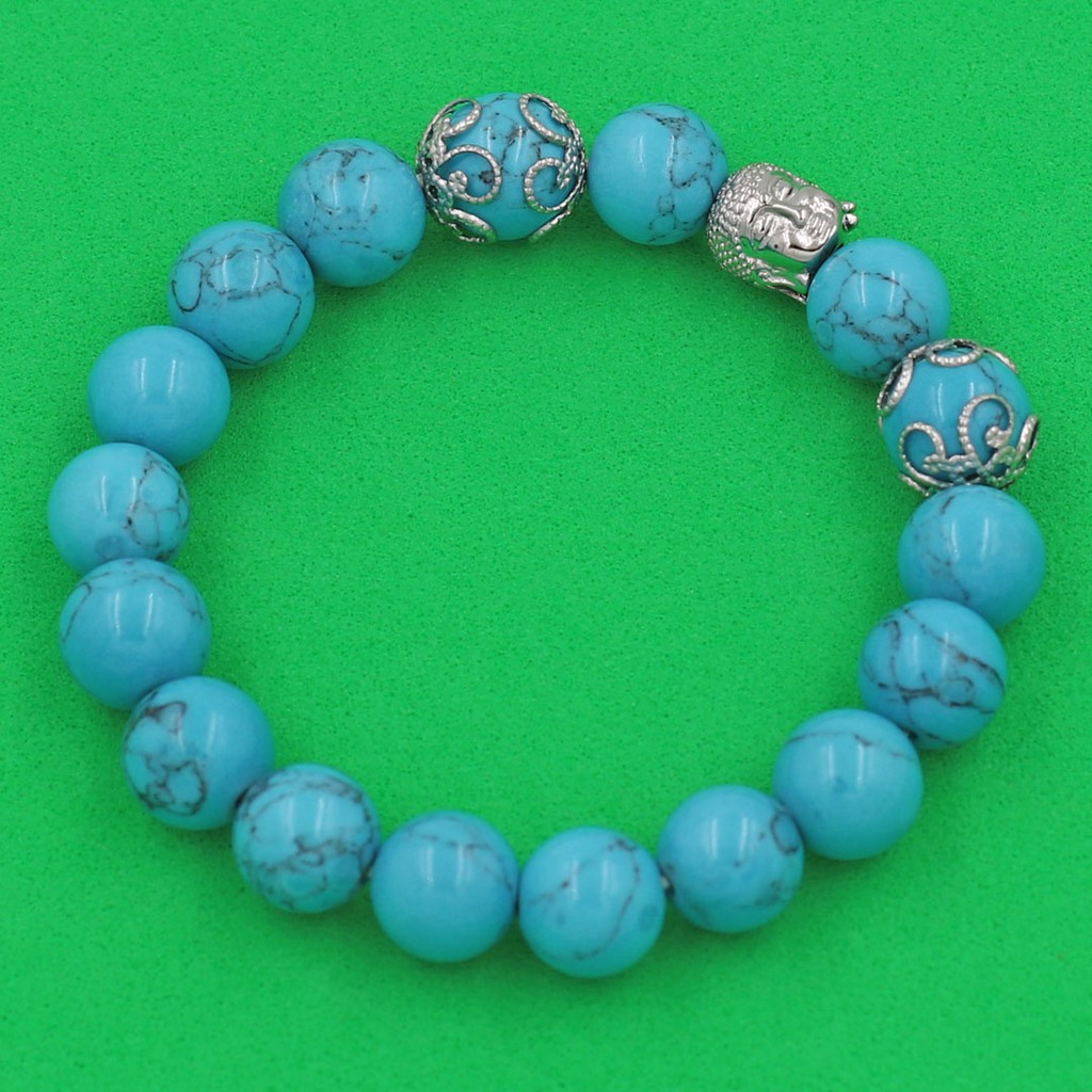 Chuỗi tay san hô xanh biển sọc 10 ly - Vòng chuỗi Như lai inox VSHXBSNLBKT10