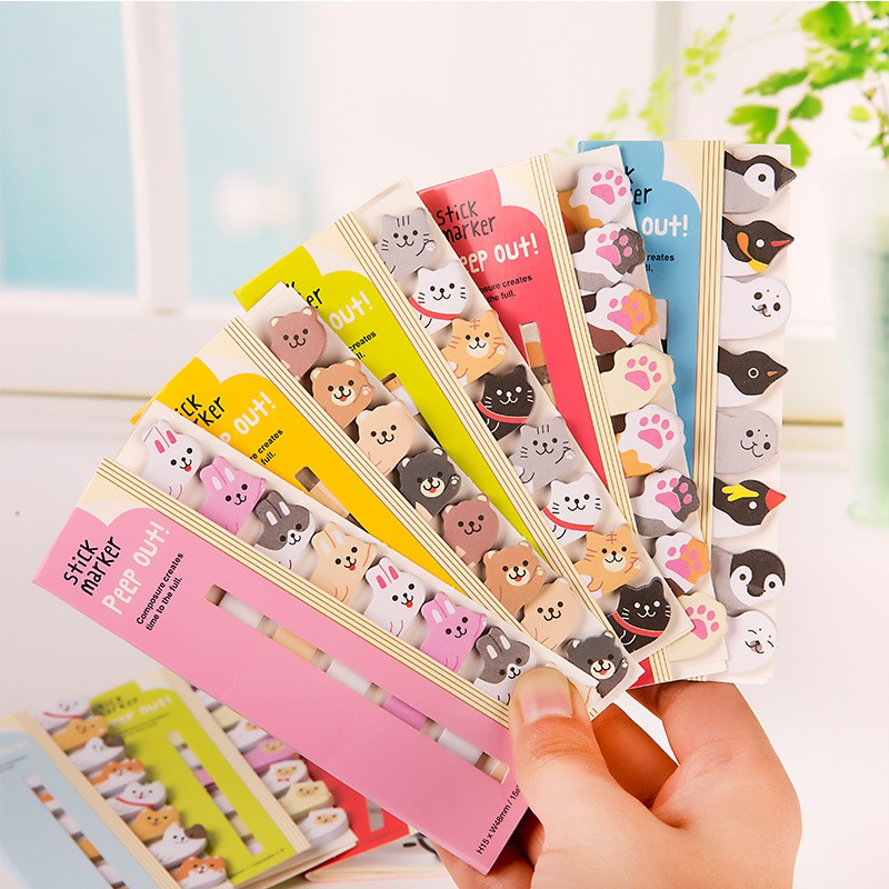 Book Mark Giấy Stick Marker Đánh Dấu Sách Hình Động Vật Peep Out