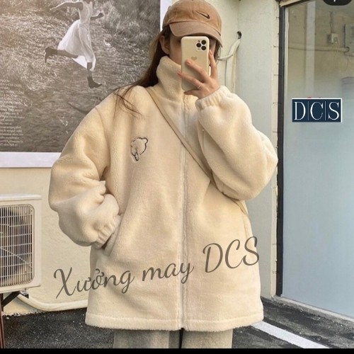 Áo khoác Lông Áo Khoác Nữ Thêu Gấu Ăn Bánh Chất Lông Ulzzang Mềm Dày Dặn Ấm Áp Mã 741