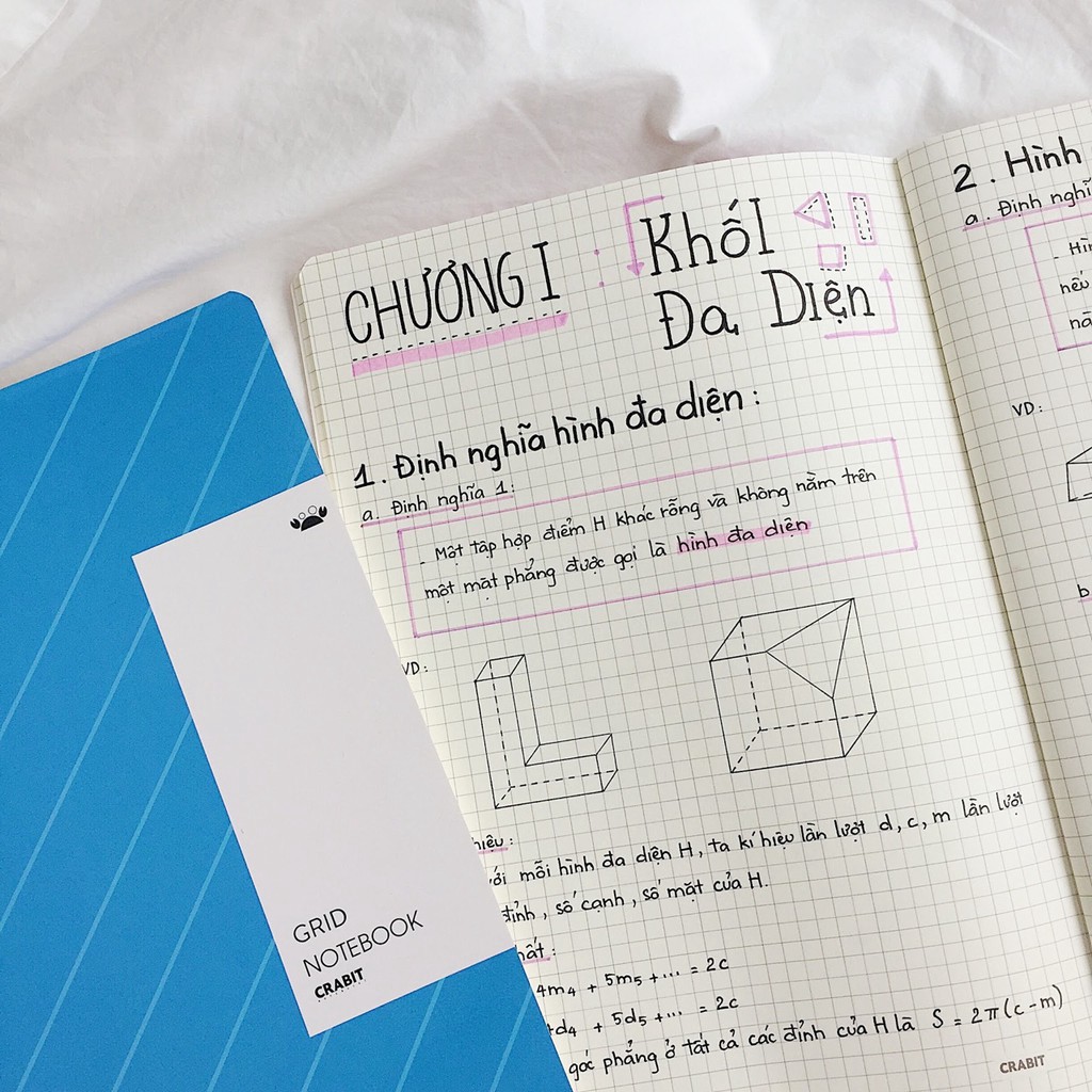 Grid Notebook - Vở ô vuông - Vở Grid Crabit Xanh biển (1617) Chính Hãng Crabit