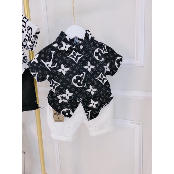 Sét sơ mi bé trai Dior kèm quần Short bò