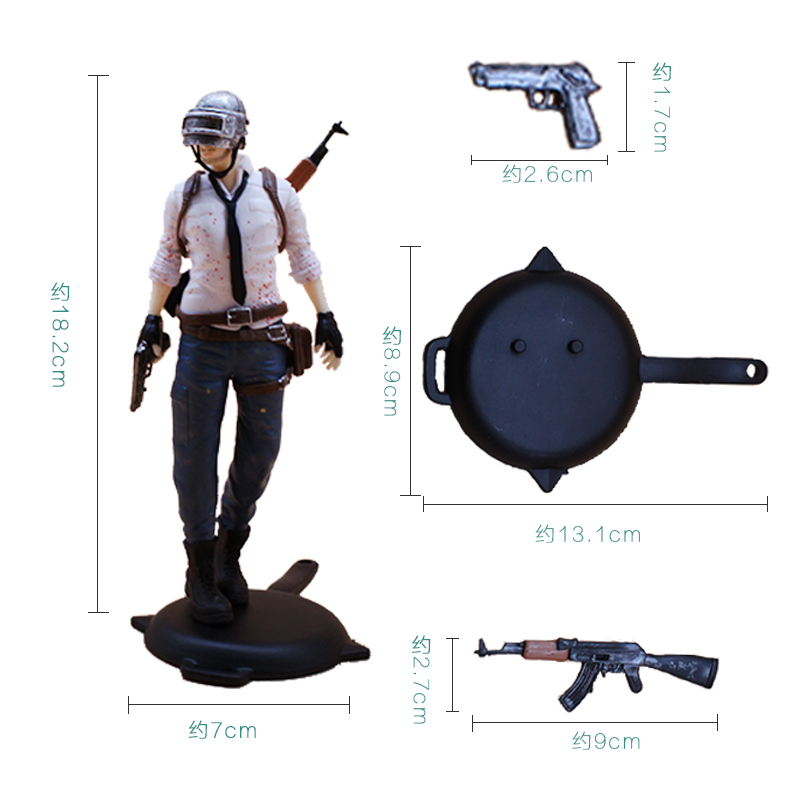 4 PCS/SET 18cm PUBG Game Playerunknown's Battlegrounds Eat Chicken Action Figure Toys Doll Cake Decoration