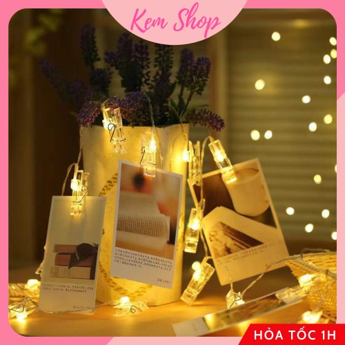 Dây đèn LED kẹp ảnh dùng pin trang trí sinh nhật, decor phòng góc học tập - Kem Shop K306