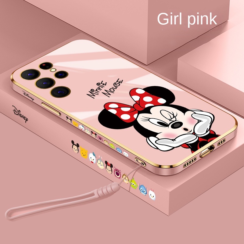 Ốp Điện Thoại Silicon Dẻo Vuông Bóng In Hình Chuột Minnie Disney Cho Samsung Galaxy S22 Ultra S22 + Plus S21 Ultra S21 + Plus