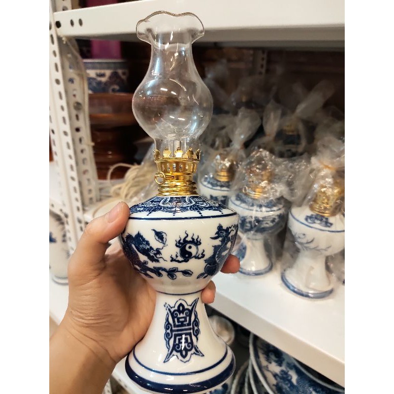 [Đồ thờ] Đèn dầu sứ